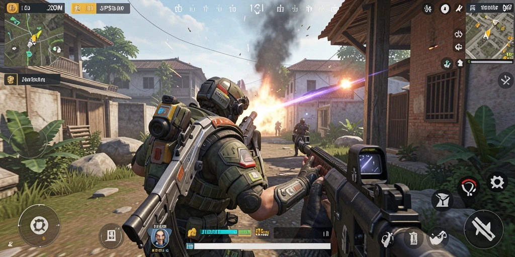 Gameplay seru di J200M dengan karakter dan senjata unik.