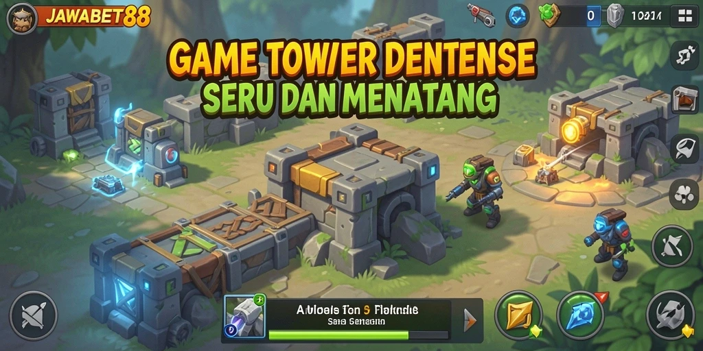 Tampilan gameplay JAWABET88 yang mendebarkan dalam pertahanan menara.