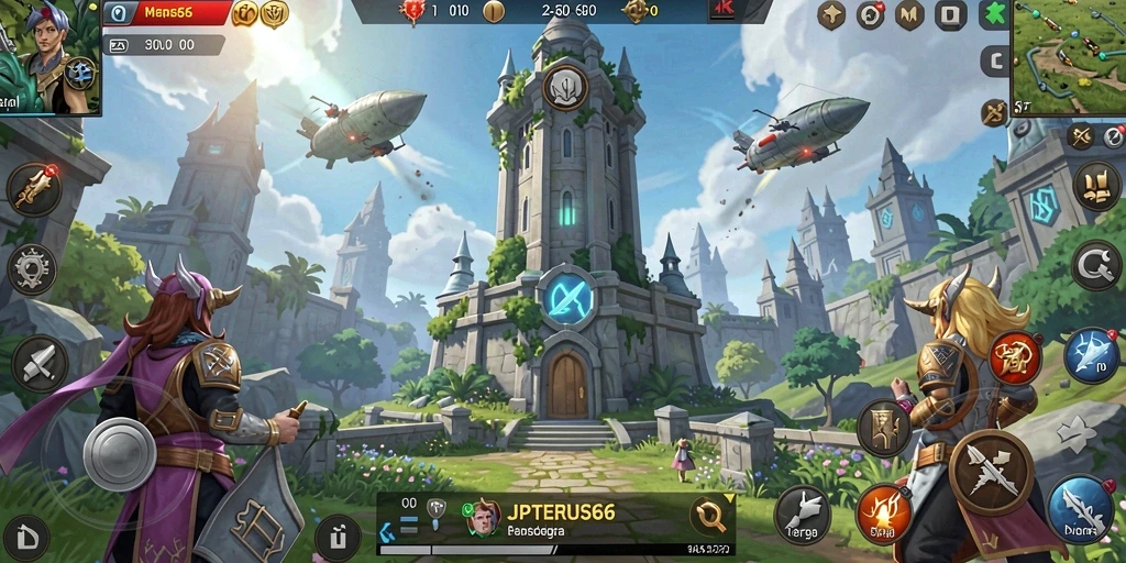 Tampilan gameplay seru dari JPTERUS66 dengan strategi menara yang menantang.