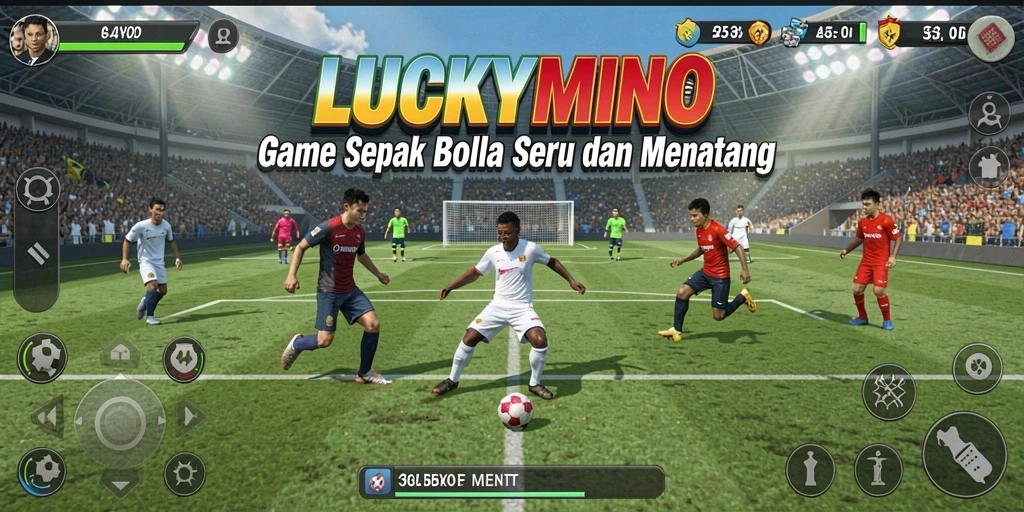 Tampilan menarik gameplay sepak bola LUCKYMINO