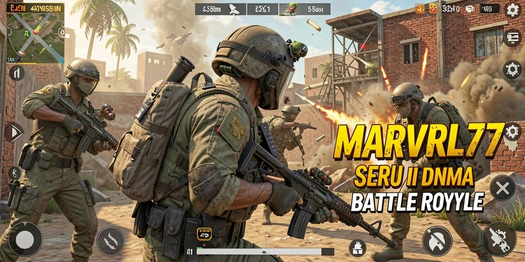 Tampilan seru gameplay Battle Royale MARVRL77 dengan aksi mendebarkan.