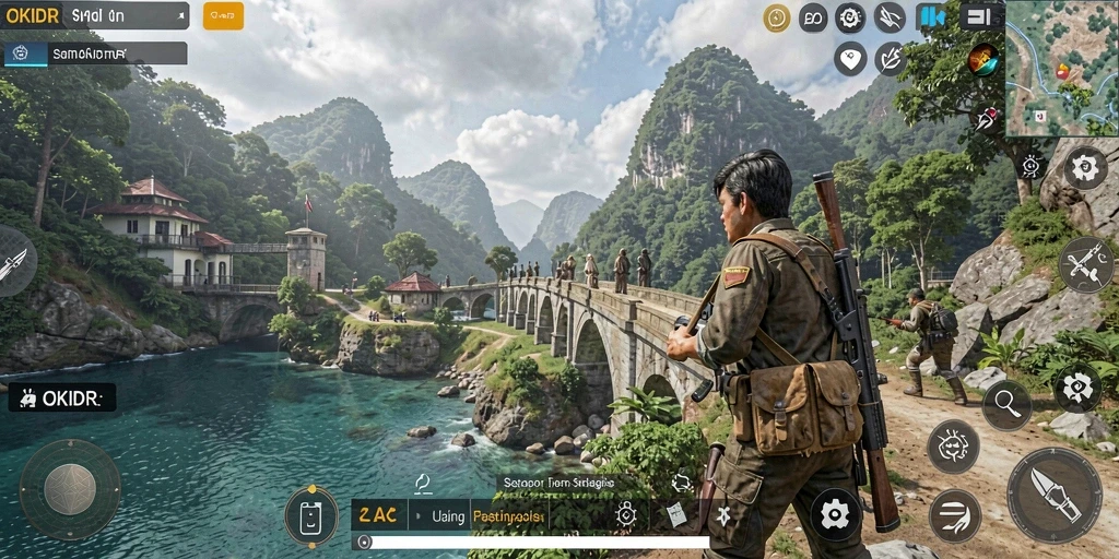 Tampilan gameplay menarik dari OKIDR dengan berbagai elemen strategis.
