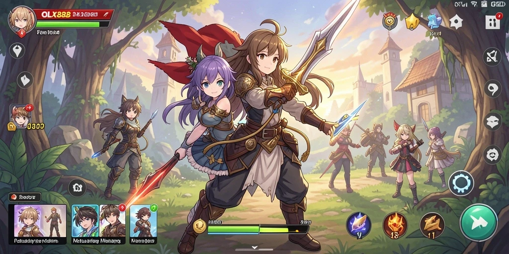 Tampilan menarik dari gameplay OLX888 dengan karakter anime yang dinamis.